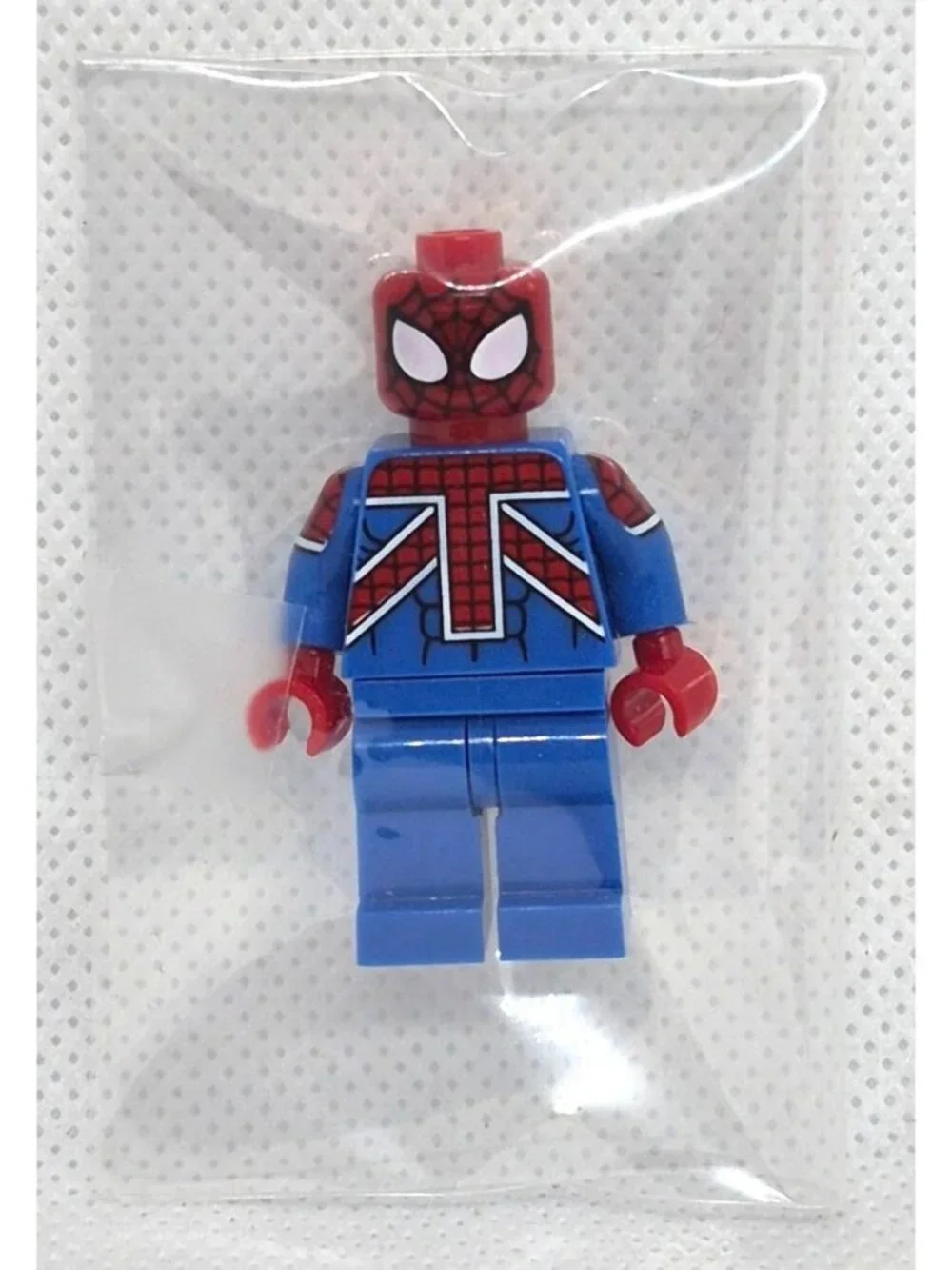 Union Jack Spider-Man Mini Figure Block Toy Collectible With Detailed Web Design